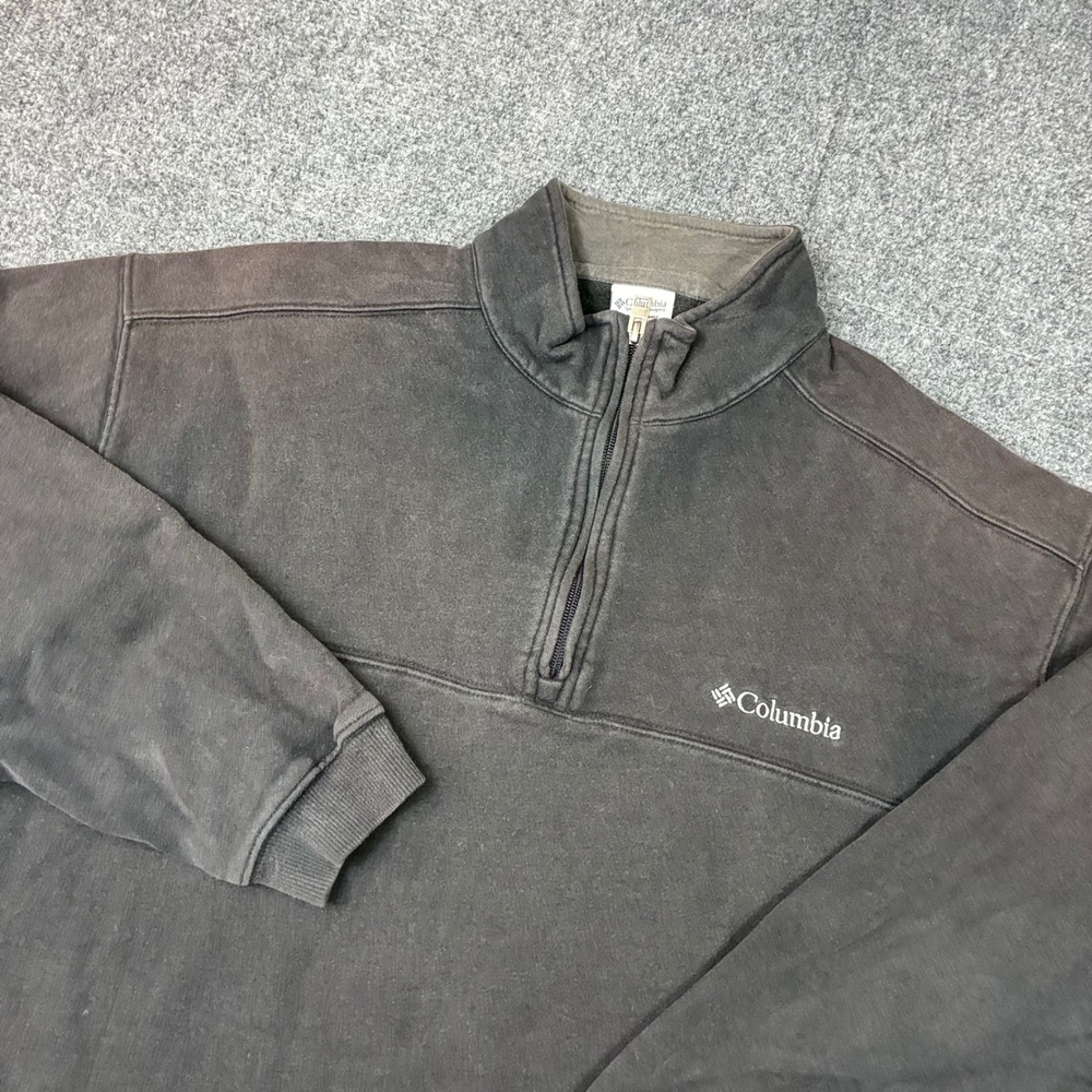 Vintage Columbia Mens Size L Large Quarter Zip Pullover Sweatshirt Black Fleece